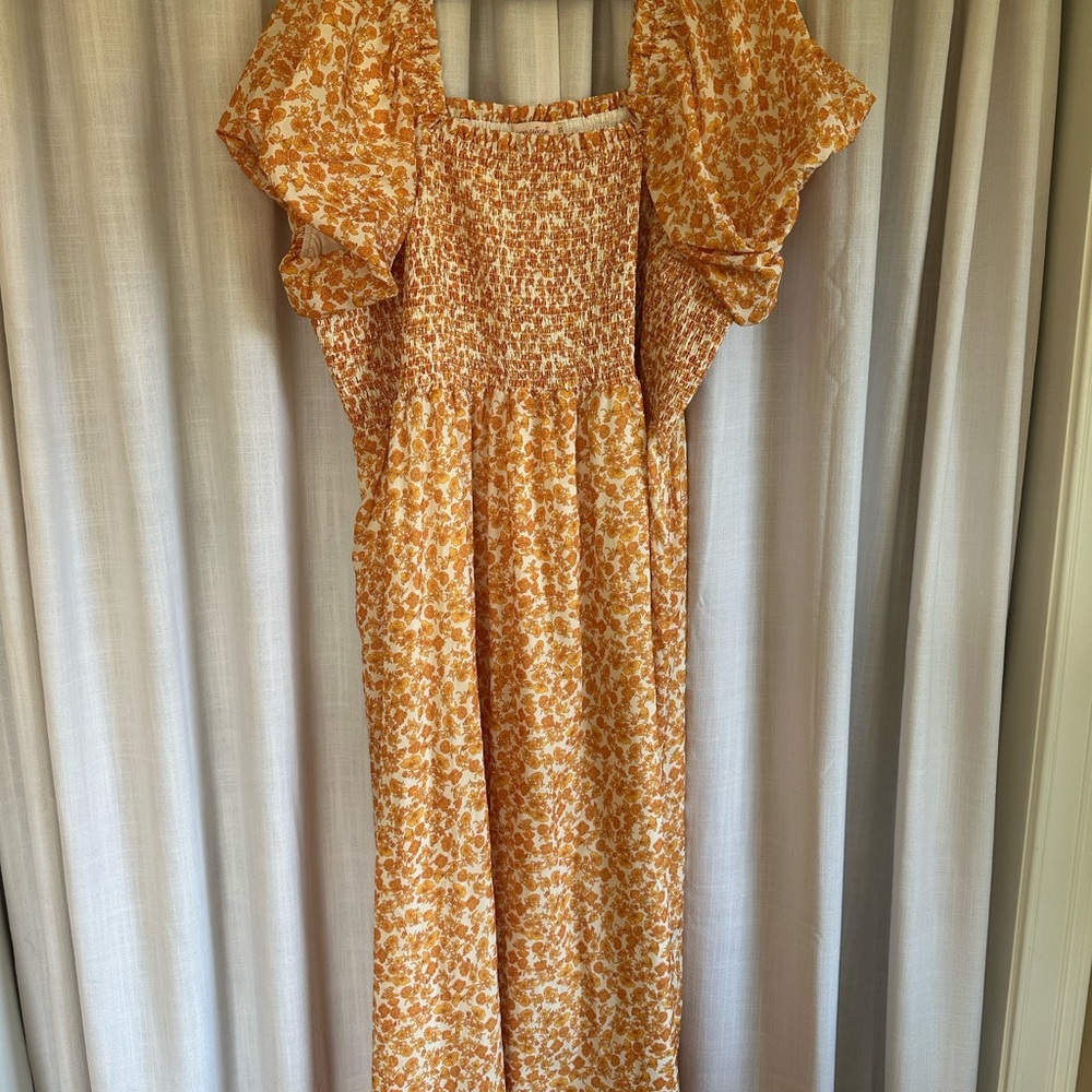 Ivy City Co Orange Floral Maxi Dress